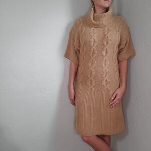Cynthia Steffe womens chunky turtleneck cable sweater dress beige brown size M